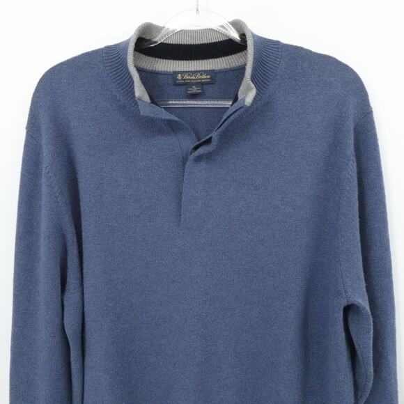 Brooks Brothers Sweater Mens XL Blue Merino Wool Pullover Italian Knit Casual - Picture 6 of 10